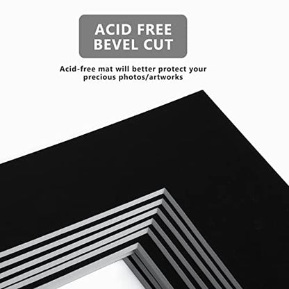 Somime 10 Pack Picture Mats 16x20 for 11x14 Photos, Acid Free Black 16x20 Precut Mat, White Core Bevel Cut Frame Matte, Ideal for Frames, Pictures - size: black 10pc precut 16x20