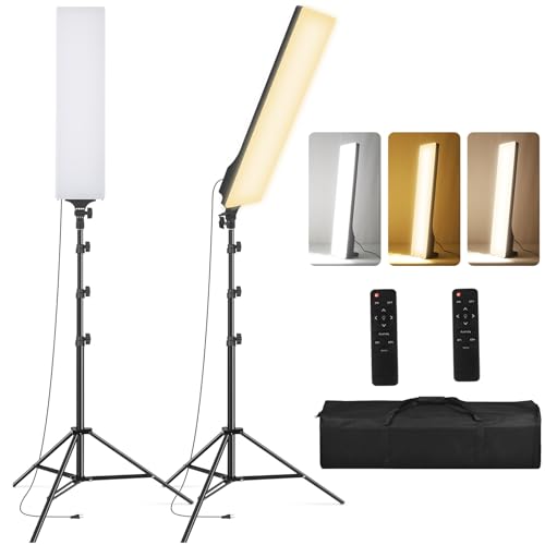 LED Video Light Kit 23.6", 2 Pack Photography Lighting 2500-7500K Dimmable Photo Studio Light 36W Streaming Light with Remote Control & Stand for YouTube TikTok Video Recording Gaming (23.6 inch)
