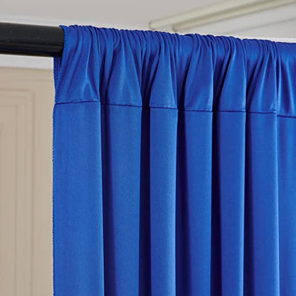 gogoparti Royal Blue and White Party Backdrop Curtains 10x10 Feet, 4 Panels Wrinkle-Free Polyester Drapes for Wedding, Baby Shower, Birthday Photography Background (2.5x10ft Each Panel) - color: Royal Blue+white, size: 60"W x 120"L (Pack of 4)