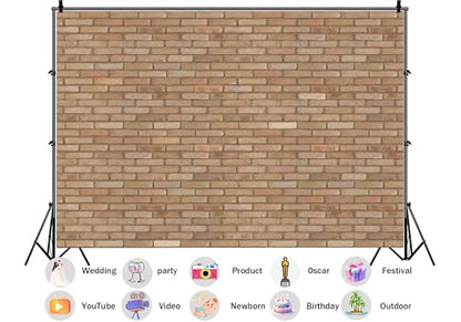 10X7ft Fabric Warm Beige Tan Multi Tone Brick Wall Backdrop Clean Modern Masonry Pattern Background for Neutral Theme Party Decorations Home Wall Decor Photo Studio Props - size: 10X7ft