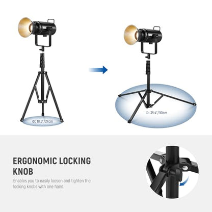 NEEWER 71" Portable Metal Camera Tripod Stand, Reverse Folding Light Tripod with LED Light Ring, Reflector, Flip Locks for Live Streaming, Vlog, Video Recording, ST180R - size: 180cm