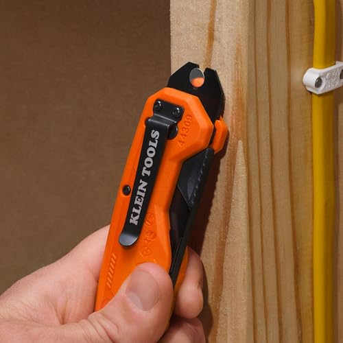 Klein Tools 44309 Pry Bar Knife, 2-in-1 FLICKBLADE Utility Knife with Built-In Pry Bar, Dual Locking Positions at 135-Degree and 180-Degree, Full Metal Core - style: Flickblade w/ Pry Bar