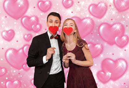 8X6ft Valentine's Day Backdrop Pink Heart Early 2000s Backdrop Valentine's Day Wedding Bridal Shower Party Decor Banner Portrait Photo Studio Booth Props - size: 8x6ft