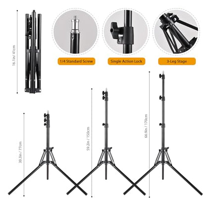 Andoer Softbox Photography Lighting Kit 16'' x 16'',85W Studio Lights for Photography and Live with 3000K-7500K Bi-Color LED Light, 40x40cm Soft Box,1.7m Light Stand,Remote Control,and Carry Bag