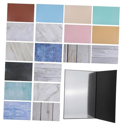 Photo Backdrop Kit for Product Photography 15pcs Set with Marble, Cement, Wood Pattern Boards, Carry Bag and Clips, Food and Jewelry Photoshoot Backgrounds for Content Creators