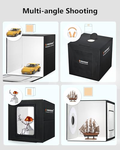DUCLUS Light Box Photography 20" x 20", Large Portable Photo Studio Light Tent kit, Professional Dimmable Photo Booth with 216 LED Lights & 6 Backdrops for Jewelry and Food Items Product Photography - size: 20*20 inch