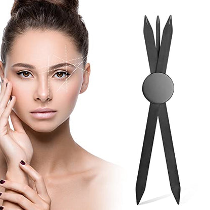 Charme Princesse Eyebrow Ruler Stainless Steel Tattoo Eyebrow Stencil Ruler Three-Point Positioning Permanent Eyebrow Makeup Measuring Symmetrical tool(Black) LB000249-1 - color: Black