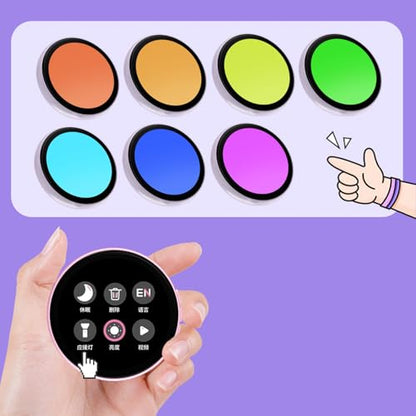 Customizable LED Badge with APP Control – HD Touch Screen for Photos, GIFS & Videos, 8-Hour Battery, Dynamic Light Effects, Clip-On Fashion Accessory for ACG & Idol Fans Purple - color: Purple