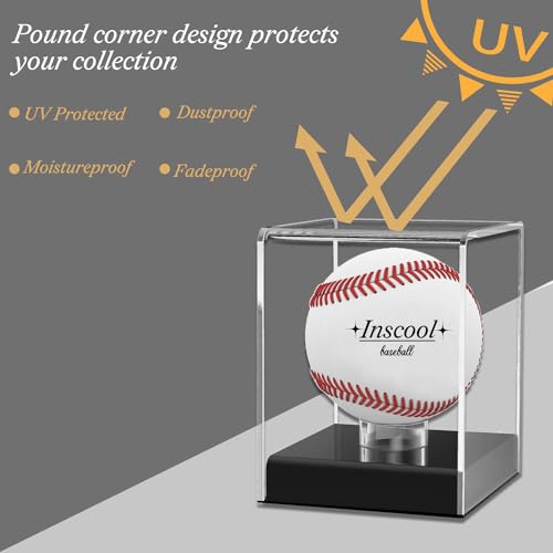 Acrylic Baseball Display Case, UV Protected Clear Display Cube, Memorabilia Baseball Case (Rounded Base)