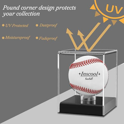 Acrylic Baseball Display Case, UV Protected Clear Display Cube, Memorabilia Baseball Case (Rounded Base)