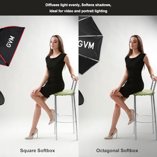 GVM Portable Square Softbox 40 * 40cm with Grid Diffuser Fast-Setup Bowens Mount Softbox Compact Photography Lighting Softbox for Photography Shooting Continuous Light Monolight Strobe Flash - size: 4040H