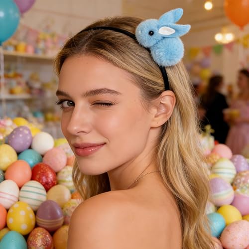 Pvoiue Easter Bunny Headband - Cute Plush Rabbit Hair Band for Women - color: Blue