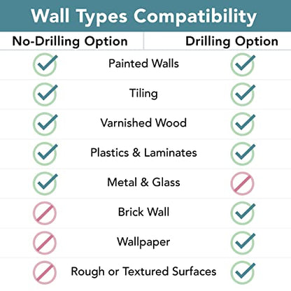 White Small Floating Shelf Set of 2 - for Wall with No Drill Option [ Adhesive ]