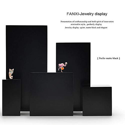 Oirlv Solid Wood Minimalism Style Jewelry Display Stand Showcase Jewelry Organizer Black Square Holder (SM05301) - color: SM05301