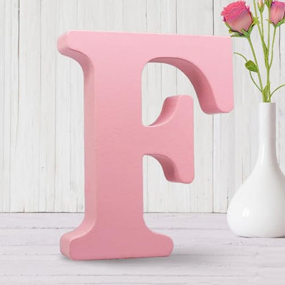 AOCEAN 6 Inch Pink Wood Letters Unfinished Wooden Letters for Wall MAGA Decorative Standing Letters Slices Sign Board for Crafts Christmas Decoration Home Party Projects (F - style: F