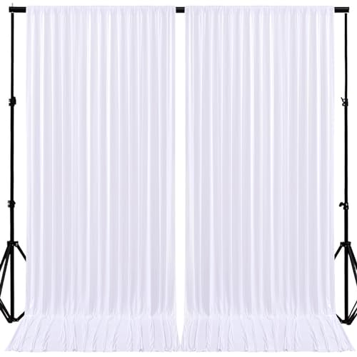 10ft x 10ft White Backdrop Curtains Panels for Party Wrinkle Free Fabric Backdrop Drapes Decorations Cloth for Wedding Baby Shower Photography Engagement Bridal Shower Gender Reveal Background Curtain - color: White, size: W5' x H10'(2 panels)
