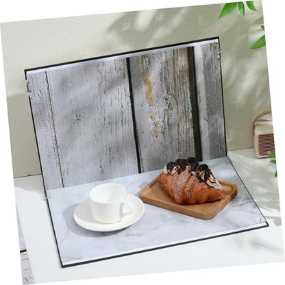 Uonlytech Photo Backdrop Board Set for Product Photography, 15pcs Small Flat Lay Backgrounds with Marble Cement Wood Patterns, Photography Accessories Kit with Carry Bag and Clips for Food
