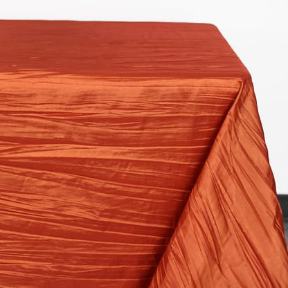 YOUR CHAIR COVERS - 90 x 132 inch Rectangular Crinkle Taffeta Tablecloth - Terracotta, Rectangle Table Linens for 6 ft Rectangular Tables, Wedding Crushed Table Cloth - color: Terracotta, size: 132" x 90" (Rectangular)