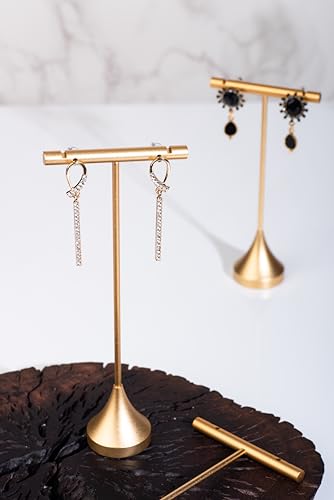 4pcs Gold Earring Display Stands For Selling Earring T Stand Retail Display Holder for Show, T Bar Jewelry Organizer for Show Online Store Photography Props