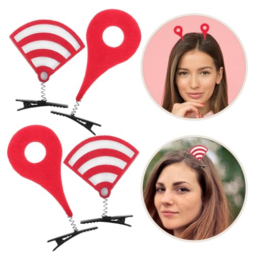 Housoutil Creative Hair Clips Set 8pcs Cute Party Hair Barrettes with Red Question Mark and Wifi Design for Little Styling and Photo Props Accessories