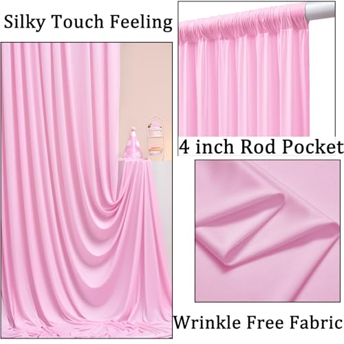 10ft x 10ft Wrinkle Free Pink Backdrop Curtains for Parties, Polyester Baby Pink Backdrop Drapes 2 Panels 5x10ft for Wedding Girl Birthday Party Photography Background - color: Pink, size: 10ftx10ft