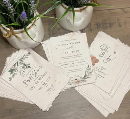 Wanderings Handmade Cream Deckle Edge Blank Paper with Straw - 4x6 - Pack of 50 - Watercolour/Mixed Media Paper - Save the Date Invitations Greeting Cards Notes DIY Arts Crafts - Thick 150 GSM - color: Ivory with Straw, size: A6