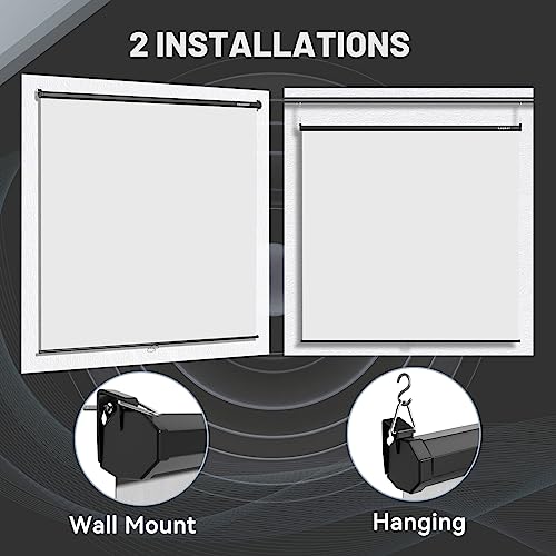 RAUBAY Retractable Pull Down White Screen Backdrop - 78.7" x 86.6" Collapsible Wall-Mount Background for Professional Video Production, Photography, TikTok and Video Conferencing - color: White, size: Wider(78.7 X 86.6in)