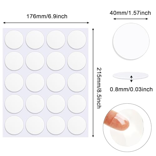 JANYUN 140 Pcs Double Sided Sticky Dots Removable Round Putty Clear Double Sided Tape for Crafts No Trace Sticky Tack Water-Repellent Adhesive Tape (40mm, 140) - size: 1.57" Round
