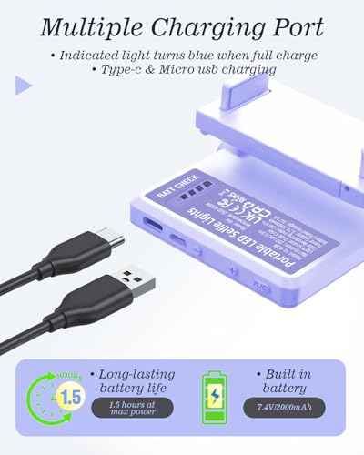 60 LED Portable Selfie Light Video Conference Lighting with Clip & Camera Tripod Adapter Rechargeable 2000mAh CRI 97+, 3 Light Modes for Phone iPhone Webcam Laptop Photo Makeup (Dreamy Blue)