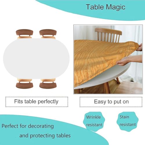 Wood Texture Background Fitted Oval Tablecloth, Elastic Edge Tables Cloth, Washable Table Cover, Kitchen and Dining Tablecloths Protector, Fits 52"x70" Oval TablesStyle 45 - color: Wood Texture -11, size: 70" x 52" (Oval)