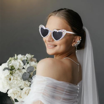 Etercycle Heart Sunglasses, Bride to Be Gifts Bachelorette Party Bride Sunglasses, Sparkly Diamond Glasses for Women Bachelorette Party - color: Laser Heart Diamond
