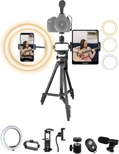 Vlogging Kit with Ring Light Tripod – Content Creator Kit for iPhone, Android & Tablets, Microphone, Remote, YouTube & TikTok Starter Kit for Influencers - size: 3) Pro Kit