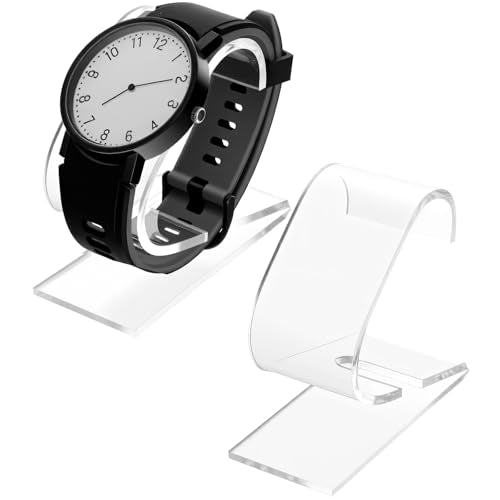 2 Pcs Clear Watch Stand, Acrylic Watch Display Holder, Single Portable Watches Display Stand, Simple Bracelet Holder Stands for Men Women Home Bedroom Office Desk Watches Decoration