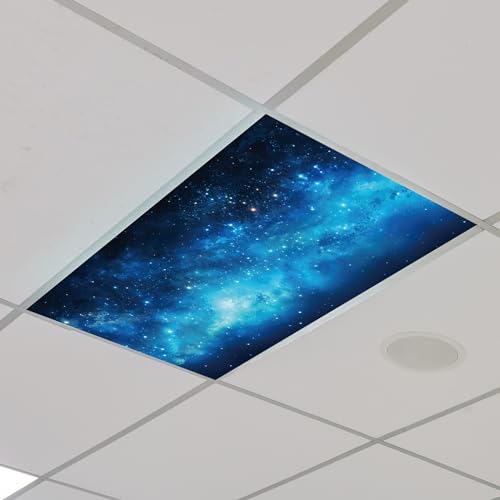 Outus 4 Pcs Fluorescent Light Cover Classroom Lighting Cover with 10 Magnets Light Filter Magnetic Ceiling Panel Decoration 2 x 4 ft (23.62 x 47.24 In) Reduce Glare for Office School(4,Starry Sky) - style: Starry Sky