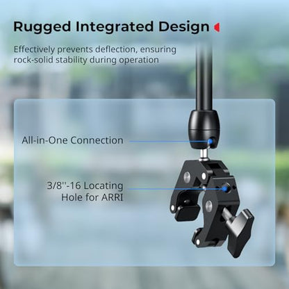 SMALLRIG Desktop Magic Arm Support with Crab-Shaped Clamp Kit, Aluminum Alloy, 24.3x4.5x1.1 in, 0.6lb Payload, for Smartphones, Webcams, Action Cameras, 5624 - style: Gear & Ball Joints