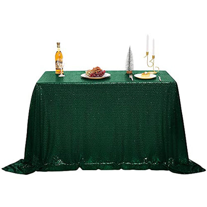 Nanbowang Dark Green Art Deco Sequin Rectangular Tablecloth - 50"x50" - Perfect for Parties & Formal Events - size: 50" x 50" (Square)
