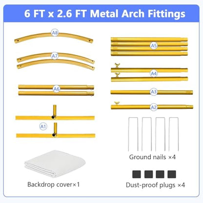 Metal Arch Backdrop Stand and Cover Set 6 ft, Wedding Arch Stand with White Cover for Party, Birthday, Wedding, Bridal Shower, Baby Shower (White, 6 ft) - color: White, size: 6FT