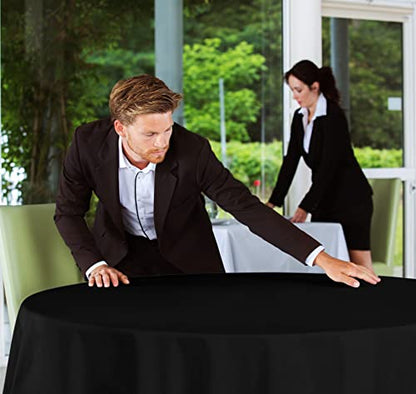 Utopia Kitchen Round Table Cloth 2 Pack(70 Inches, Black), Tablecloth Machine Washable, Polyester Table Cover for Dining, Buffet Parties, Picnics, Events, Weddings and Restaurants - color: Black, size: 2 Pack 70 Inch Tablecloth