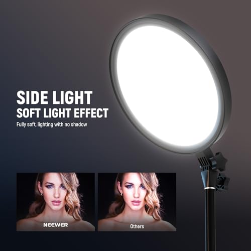 NEEWER Basics 12" 24W Large Ring Light with 68" Stand/Phone Holder/Remote for iPhone Video Recording Selfie Streaming Makeup Studio Photography, 3000K-6500K CRI98 Full Screen LED Panel Lighting, BR13 - style: BR13