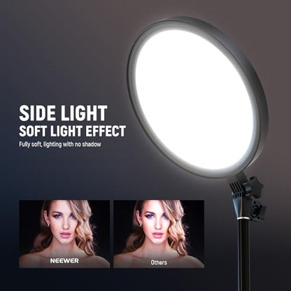NEEWER Basics 12" 24W Large Ring Light with 68" Stand/Phone Holder/Remote for iPhone Video Recording Selfie Streaming Makeup Studio Photography, 3000K-6500K CRI98 Full Screen LED Panel Lighting, BR13 - style: BR13
