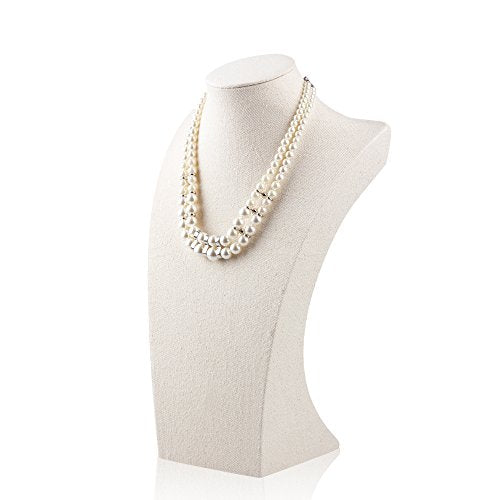 Oirlv Linen Necklace Display Bust 3D Necklace Organizer Jewelry Display Holder (H-13.38inches) - size: H-13.38inches