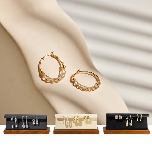 Solid Wood Jewelry Earrings Display Stand Small Jewelry Display for Long Earrings(Black) - color: Black