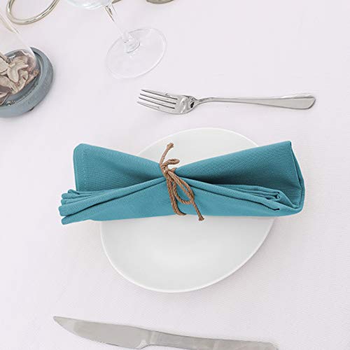 H.VERSAILTEX Cloth Napkins Set of 12 (18" X 18") Linen Textured Dinner Napkins Waterproof Extra Soft Thick Durable Reusable Napkins with Hemmed Edges for Dinners, Weddings and Everyday Use, Teal - color: Teal, size: 18" x 18" (Square)