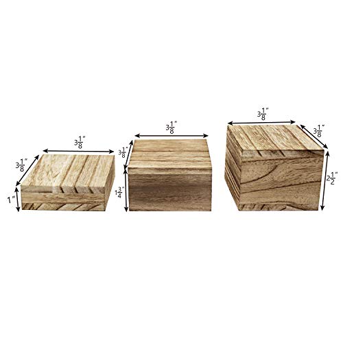 MOOCA 3-Piece Wooden Square Risers for Display Jewelry and Accessories Stand, Wood Display Stand, Oak Color - color: Oak