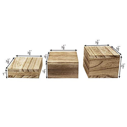MOOCA 3-Piece Wooden Square Risers for Display Jewelry and Accessories Stand, Wood Display Stand, Oak Color - color: Oak