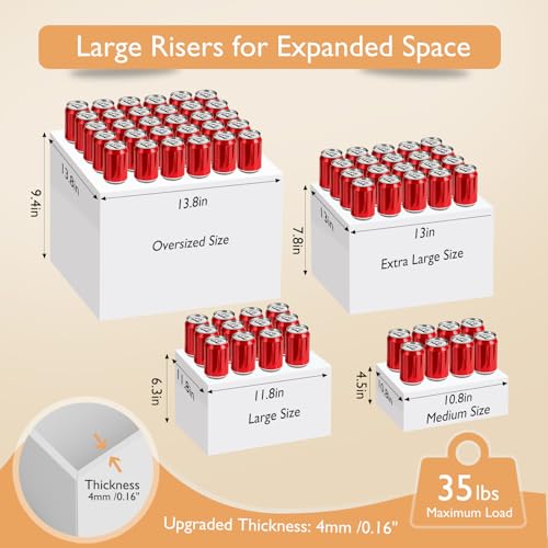 13.8" Extra Large White Risers, Large Size Acrylic Cube Display Nesting Risers, Food risers for buffet table, White Risers for Catering Dessert Collectibles Jewelry Figures Show