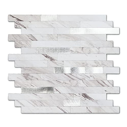 Yipscazo 2026 New Upgrade Peel and Stick Stone Metal Tile Backsplash, Stick on Tiles for Backsplash Kitchen, Bathroom, Fireplace (10 Sheets, Bright Carla White) - color: Bright Carla White