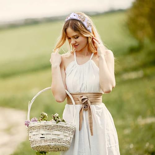 NVENF Easter Rabbit Headband - White Pink Crystal Pearl Knotted Hair Accessory for Women, Spring Holiday Outfits Gifts (Rabbit A - White) - color: Rabbit A - White