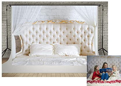 Kate 7x5ft Boudoir Photography Backdrops Elegant Bedroom Headboard Photo Studio Background with Pillows Decoration Baby Shower Newborn Backdrop Shooting Props Soft Fabric - size: 7x5ft
