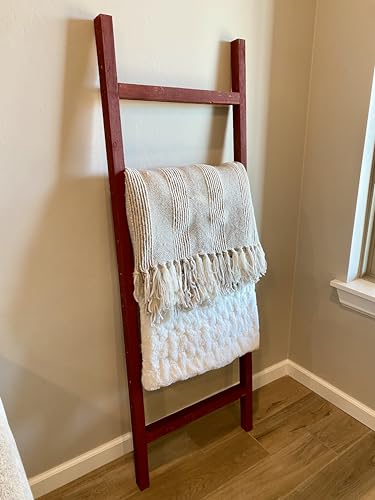 BARNWOODUSA Rustic Farmhouse Decorative Ladder - Our 47 in Ladder can be Mounted Horizontally or Vertically and is Crafted from Upcycled Wood No Assembly Required Rustic Red - color: Rustic Red, size: 47"H x 21"W x 1.63"D